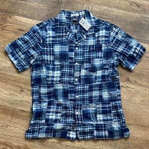 Todd Snyder Indigo Patchwork Camp Collar Shirt Men’s Medium